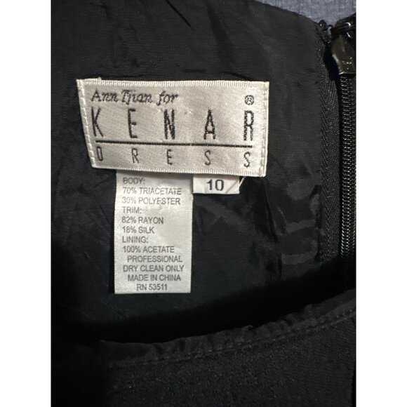Ann Ryan For Kenar Black Sleeveless Dress Size 10 With Velvet Chevron Pattern - Picture 3 of 4